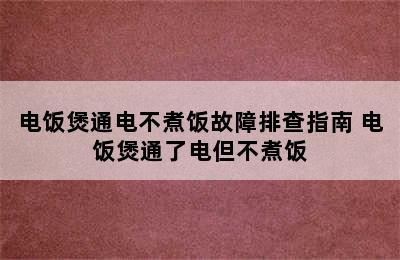 电饭煲通电不煮饭故障排查指南 电饭煲通了电但不煮饭